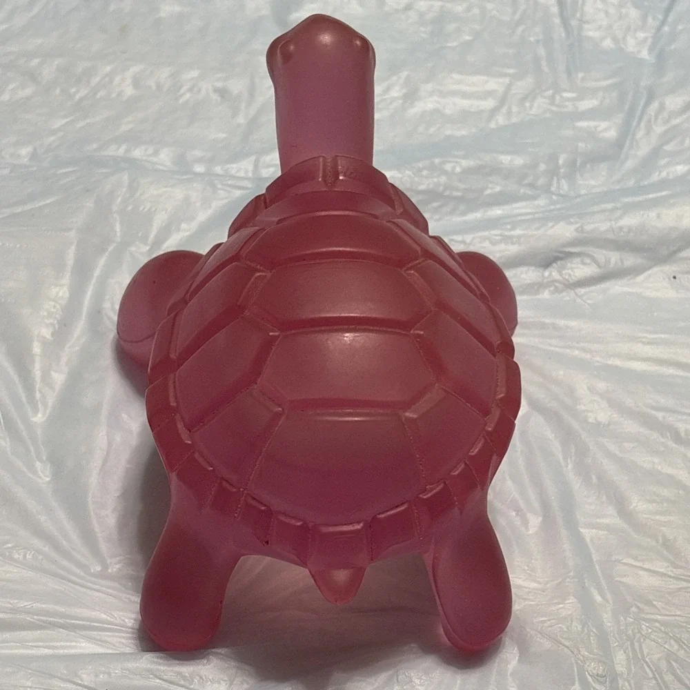 Vintage Pink Turtle Frosted Acrylic Resin Style Figurine 5